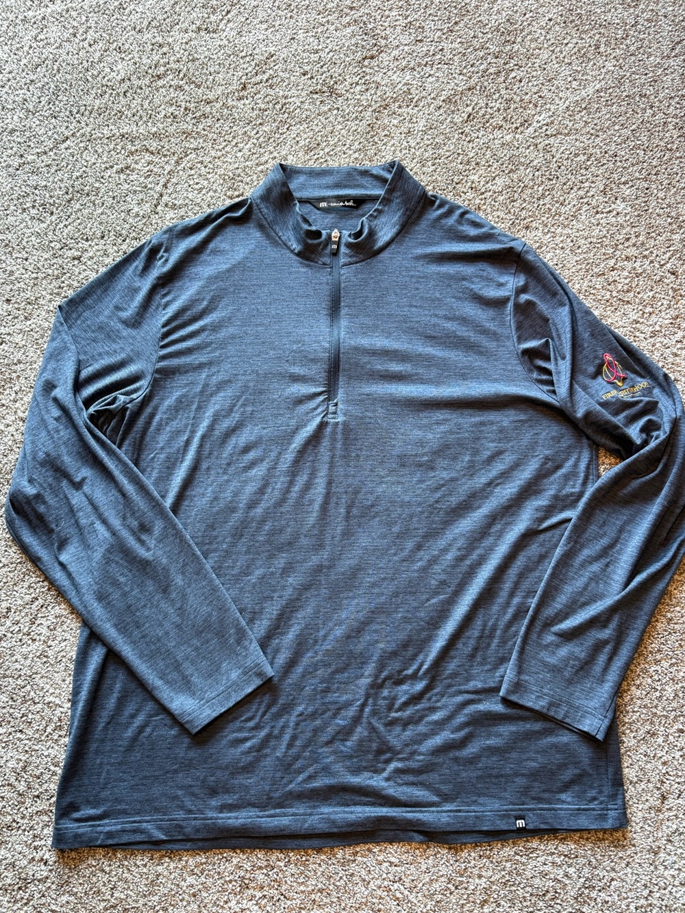 TravisMathew Men's Long-Sleeve Quarter-Zip Performance Top - Embroidered Arm